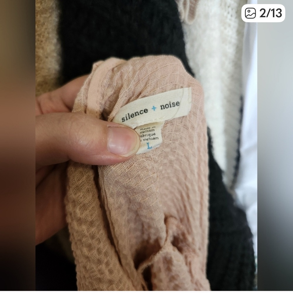 Silence + Noise Pastel Orange Oversized Hooded Long Sleeve Top Blouse Ruffle L - Picture 4 of 8